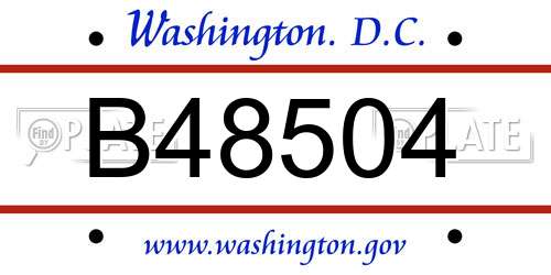 B48504 District Of Columbia License Plate