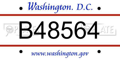 B48564 District Of Columbia License Plate