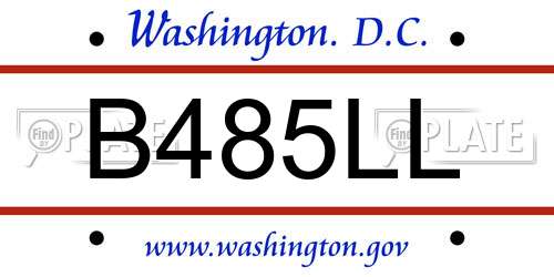 B485LL District Of Columbia License Plate