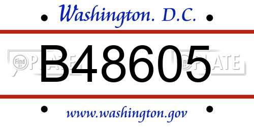 B48605 District Of Columbia License Plate