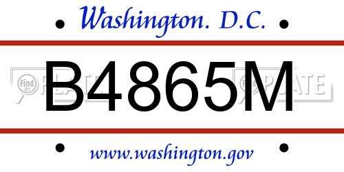 B4865M District Of Columbia License Plate