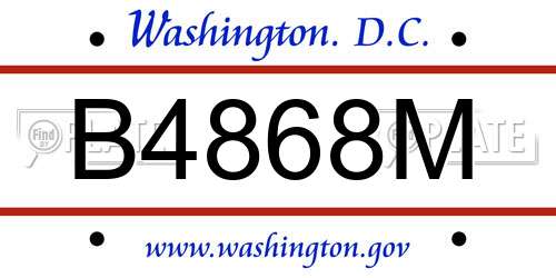 B4868M District Of Columbia License Plate