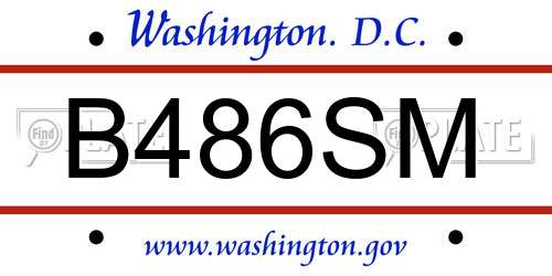 B486SM District Of Columbia License Plate