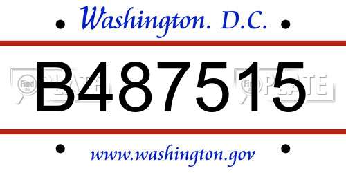 B487515 District Of Columbia License Plate