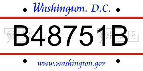 B48751B District Of Columbia License Plate