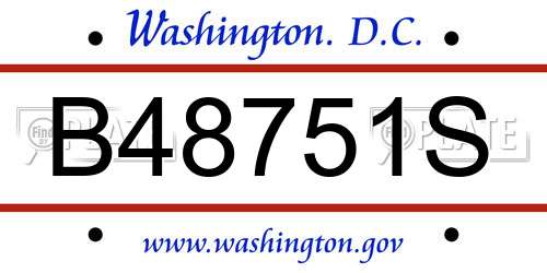 B48751S District Of Columbia License Plate