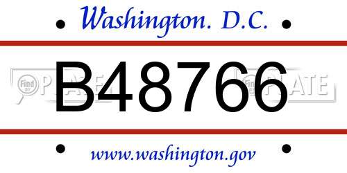 B48766 District Of Columbia License Plate