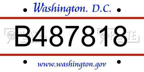 B487818 District Of Columbia License Plate