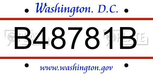 B48781B District Of Columbia License Plate
