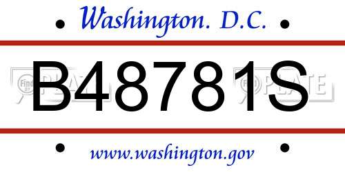 B48781S District Of Columbia License Plate