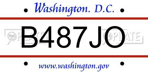 B487JO District Of Columbia License Plate