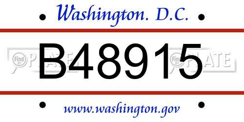 B48915 District Of Columbia License Plate