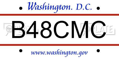 B48CMC District Of Columbia License Plate