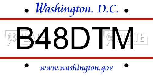 B48DTM District Of Columbia License Plate