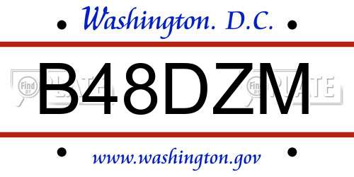 B48DZM District Of Columbia License Plate