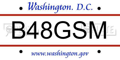 B48GSM District Of Columbia License Plate
