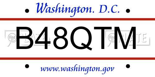 B48QTM District Of Columbia License Plate