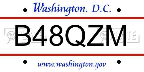 B48QZM District Of Columbia License Plate