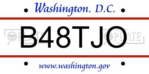 B48TJO District Of Columbia License Plate