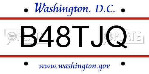 B48TJQ District Of Columbia License Plate