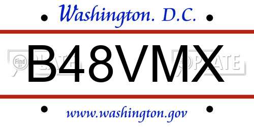 B48VMX District Of Columbia License Plate