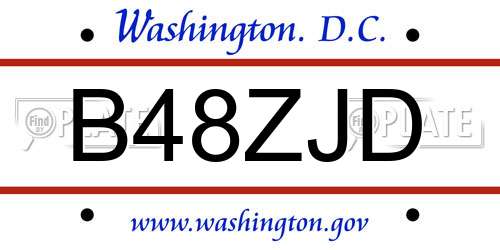 B48ZJD District Of Columbia License Plate