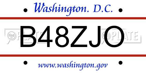 B48ZJO District Of Columbia License Plate