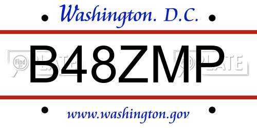 B48ZMP District Of Columbia License Plate