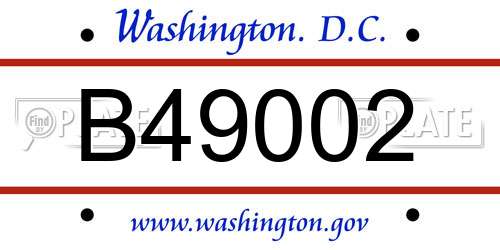 B49002 District Of Columbia License Plate