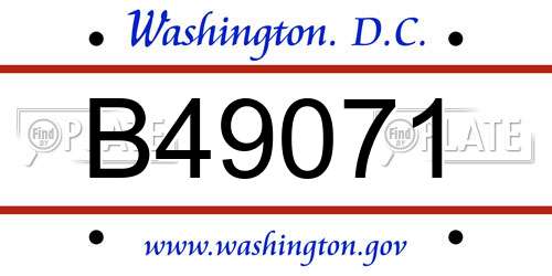 B49071 District Of Columbia License Plate