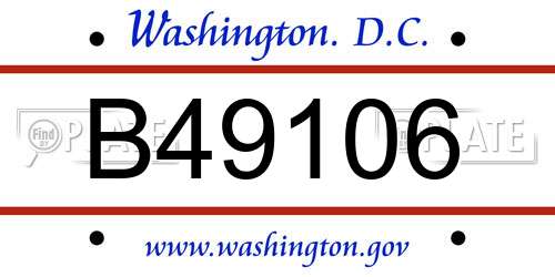 B49106 District Of Columbia License Plate