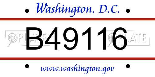B49116 District Of Columbia License Plate