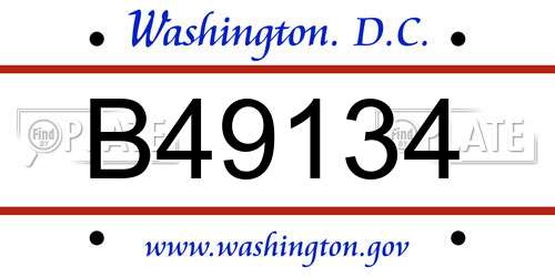 B49134 District Of Columbia License Plate
