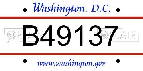 B49137 District Of Columbia License Plate