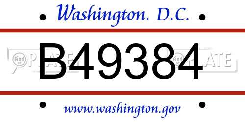 B49384 District Of Columbia License Plate