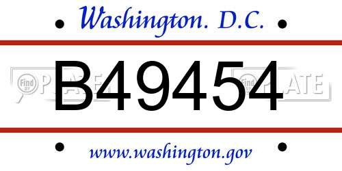 B49454 District Of Columbia License Plate