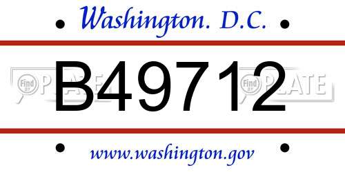 B49712 District Of Columbia License Plate