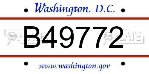 B49772 District Of Columbia License Plate