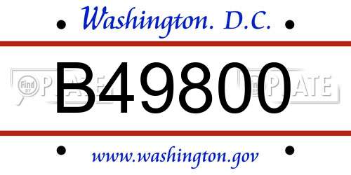 B49800 District Of Columbia License Plate