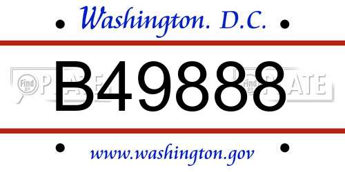 B49888 District Of Columbia License Plate