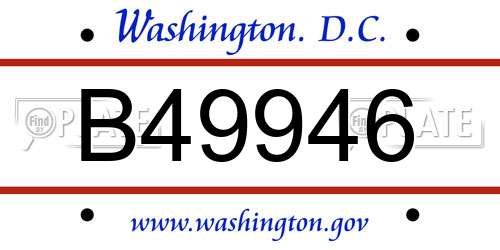 B49946 District Of Columbia License Plate