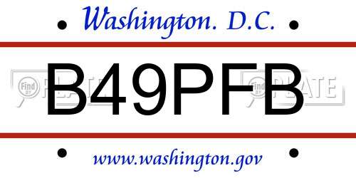 B49PFB District Of Columbia License Plate