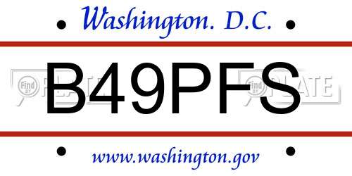 B49PFS District Of Columbia License Plate