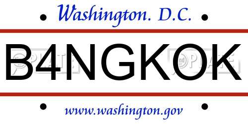 B4NGKOK District Of Columbia License Plate