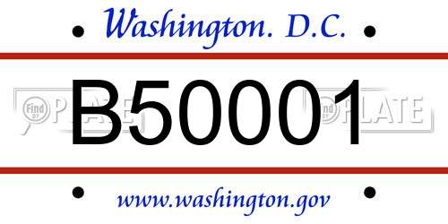 B50001 District Of Columbia License Plate