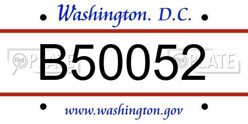 B50052 District Of Columbia License Plate