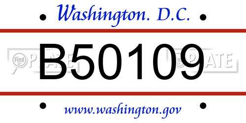 B50109 District Of Columbia License Plate