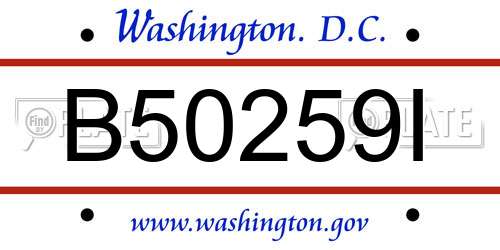 B50259I District Of Columbia License Plate