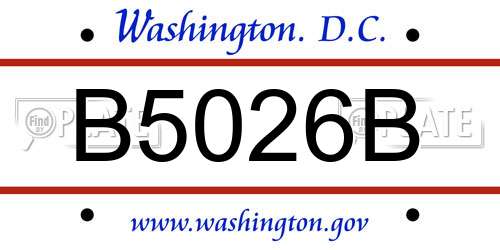 B5026B District Of Columbia License Plate