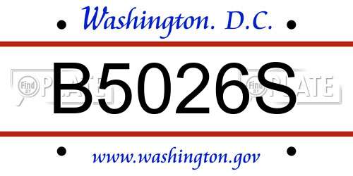 B5026S District Of Columbia License Plate